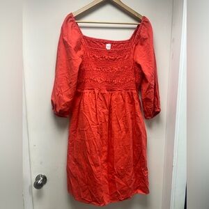 Coral Red Smocked Dress — Isabel Maternity by Ingrid & Isabel